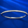 wholesale 925 Silver Plated with White Gold, Half Diamond Bracelet for Women, Fashion Minimalist Single Row Diamond Thin Bracelet, Exquisite-0-1