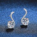 Metal S-Shaped Light Luxury 50ct Moissanite Stud Earrings for Women-0-0