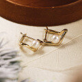 wholesale S925 Gold-Plated French Freshwater Pearl V-Shape Earrings for Women, Simple and Elegant-0-2