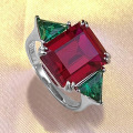 wholesale S925 Silver New High-Carbon Diamond Red Diamond 10*12 Square Ring for Women, Fashionable and Versatile-0-1