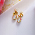 wholesale S925 silver oval white crystal elegant earrings for women, Japanese retro style, factory direct-0-0