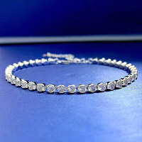 wholesale Stainless Steel Minimalist and Fresh Style Bracelet with High-Carbon Full Pavé Diamonds, NIS Simulated Diamonds 3mm Bezel-Set Fashionable Row Diamond Chain-16cm bezel chain 925 silver