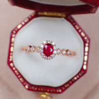 wholesale S925 Sterling Silver Red Elk Full Body Ring Women's Closed Fashion Light Luxury French Style Versatile Commuter Pinky Ring Daily Wear Personality-BZ0368-Rose Gold US Size 6