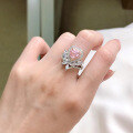 wholesale 18K gold jewelry new heart-shaped high-carbon diamond one-carat pink diamond ring luxury love-0-1
