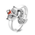 wholesale S925 Sterling Silver Exquisite Small Fox Design Ring with Southern Red Agate, Ethnic Style Cute Index Finger Ring-0-6
