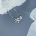 wholesale S925 Sterling Silver Daisy Flower Cherry Blossom Necklace with Inlaid Diamonds for Women, Luxury Minimalist Fresh Sweet Fashion Personalized Necklace-0-1