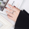 wholesale S925 sterling silver punk-style vintage distressed Thai silver open-ended letter ring-0-2
