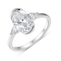 wholesale Golden S925 Silver Moissanite Ring with Oval Center Stone and Baguette Side Stones Three-Stone Combination Design Women's Popular Style-0-6