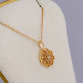 wholesale S925 Sterling Silver Gold-Plated New Vintage Medieval Openwork Floral Petal Pendant Necklace Pendant in Stock for Wholesale-0-2