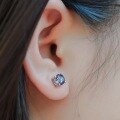 wholesale S925 Silver Korean Fashion Cultivated Alexandrite Earrings Women's Simple Four-Prong Stud Earrings Versatile Elegant Wholesale-0-4