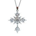 wholesale Sterling Silver New ZHUOZHIFAN Jewelry 925 Silver Ins Sparkling Cross Necklace European Luxury Micro-Inlaid Pendant Women's 40+5-0-4