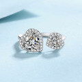 wholesale Pt950-plated S925 Sterling Silver Heart Moissanite Ring for Women, Telepathic Romance Luxury Proposal Diamond Ring-0-6