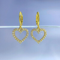 wholesale 925 Silver Hollow-out Heart Earrings for Women, New Style from MuJing Jewelry, Popular Influencer Same Style, Versatile Wholesale Earrings-E217 Gold &gt;925 Silver