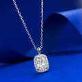 wholesale S925 Silver 2ct Cushion Cut Necklace, Daily Light Luxury Style, Simulated Diamond Pendant, Dropshipping-0-1