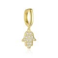 wholesale S925 Sterling Silver European And American Retro Hamsa Hand Earrings For Women, Light Luxury Fashion With Shiny Zirconia, Versatile Accessories-0-3