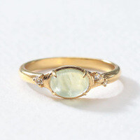 wholesale S925 silver plated 14K gold, French vintage style grape stone ring-Prehnite Ring Mido No. 5