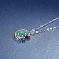 S925 Silver-Plated Natural A-Grade Blue Jade Gourd Pendant Necklace-0-0