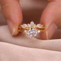 wholesale Golden S925 Silver Moissanite Cluster Ring with Six-Prong Setting and Combination of Side Stones, Trendy Stackable Design for Women, Best-Selling-0-2
