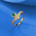 wholesale Metal: 925 Sterling Silver, Style: New 5*3mm Pear-shaped Simulated Emerald Fresh and Delicate Bezel-set Ring for Live Streaming-0-2