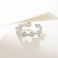 wholesale Sterling Silver S925 Trendy Adjustable Open Ring for Women with Zircon, Christmas Gift, Wholesale Silver Jewelry-0-3