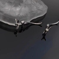 wholesale S925 Sterling Silver Fox Stud Earrings for Women, Unique Fashion Small and Exquisite Temperament Earrings, Retro Style Versatile Ear Accessories-xb635-white gold