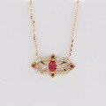 wholesale 18k Gold Yili Jewelry Fashion Trendy Niche Versatile Luxury Style Hollowed-out Ruby Full-cut Diamond Necklace-0-1