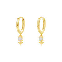wholesale S925 Sterling Silver Opal Inlaid Ear Clasps with Cross-Border Light Luxury Design, Versatile and Stylish-E4388-Gold 925 Silver
