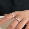 wholesale S925 Sterling Silver Korean Version Geometric Ring for Women, Light Luxury Fashion Minimalist Style Versatile Adjustable Open Band Plain Circle-0-3