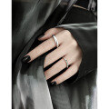 wholesale S925 Sterling Silver Minimalist Smooth Heart Resin Adjustable Open Ring, Korean Version Indie Design-0-2
