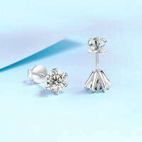 wholesale PT950 gold-plated 925 sterling silver six-prong earrings for women with moissanite screw earrings, factory wholesale in stock-4mm zircon &gt; 925 silver