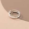 wholesale S925 Silver Irregular Double-Layer Bead Ring for Women, Autumn Ins Style Hand Accessory R00598-0-0