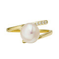 wholesale Wholesale jewelry manufacturers summer vintage minimalist luxury style 9K gold pearl ring-0-4