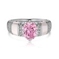 wholesale S925 Sterling Silver Cross-Border Women's Ring, Small and Niche Luxury Princess Pink Ice Flower Cut 8A Zircon Oval Ring with Exquisite Rhinestones-0-6