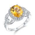 wholesale S925 silver luxurious natural fancy citrine ring with European and American cross-border retro design-0-4
