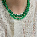 wholesale S925 Sterling Silver Exquisite Vintage Chinese Style Green Agate Necklace for Women Y01338-0-0