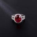 wholesale S925 sterling silver luxurious design-inspired multicolored lab-grown ruby ring, European and American vintage gemstone ring for women-0-0