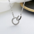 wholesale S925 Sterling Silver Geometric Interlocking Circle Initial Necklace Trendy Ins Style Versatile Choker-0-3