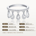 925 Silver Moissanite Teardrop Tassel Ring, Chinese Style-0-4
