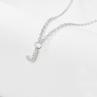 wholesale 925 Sterling Silver 26 Letter Necklace Light Luxury High-End Sense Pendant Necklace with Diamond-Encrusted Letters for Women Cross-Border E-Commerce Jewelry-J-Necklace-Platinum&gt;925 Silver (40+5cm)