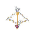 wholesale S925 Silver Cupid's Arrow Design Natural Colored Gemstone Brooch, Garnet Inlaid, Convertible Pendant Brooch-0-5