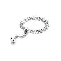 wholesale S925 Sterling Silver Minimalist Pig Nose Tassel Chain Adjustable Sliding Ring Korean Simple Style-438FJ/approx. 1.5g Opening adjustable