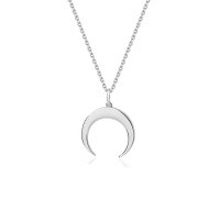 wholesale 925 Sterling Silver Vintage Minimalist Crescent Pendant Necklace For Women, Small Batch, European And American Minimalist Style, Ready Stock-A2871-White Gold 925 Silver