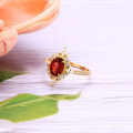 wholesale 925 Silver Gold-Plated Geometric Ring for Women with Natural Garnet and Zirconia, Minimalist and Elegant-0-2