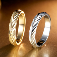 wholesale S925 Sterling Silver Minimalist Engraved Wheat Grain Ring for Women, Versatile, Niche, Elegant, and Brightening-Gold No. 6