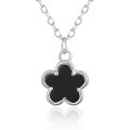 wholesale 925 Sterling Silver Black Agate Five-Leaf Clover Flower Earrings and Necklace Set, High-End Fashion Ins Cross-Border Jewelry Set-0-9