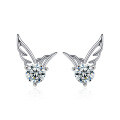 Sterling Silver Moissanite Dual-Wing Stud Earrings-0-3