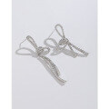 wholesale 925 Sterling Silver Full Diamond Bow Tassel Earrings for Women, High-End Asymmetrical Long Drop Earrings, Small Unique Design-0-0