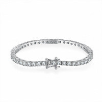925 Sterling Silver Full Tennis Bracelet Women's 3mm Roman Moissanite-16cm in diameter, set with approximately 44 1/4 point moissanite diamonds  925 sterling silver
