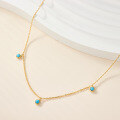 wholesale 925 Sterling Silver Turquoise Necklace, Small and Exquisite Retro Women's Collarbone Chain, European and American Fashion Cross-Border Jewelry-0-2