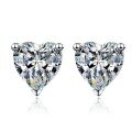 wholesale [18K White Gold] Kwai Douyin Internet Celebrity Live Broadcast Source D Color Moissanite Heart Stud Earrings Classic Three-Prong Earring Wholesale-0-5